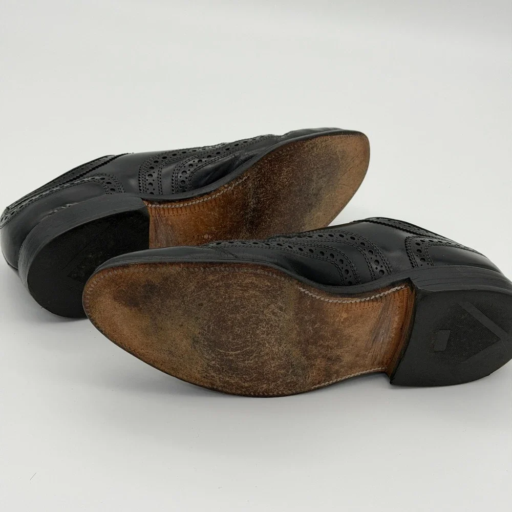 Allen Edmonds McAllister Black Leather Wingtip Oxford Shoes Mens 7 D‎ 6215